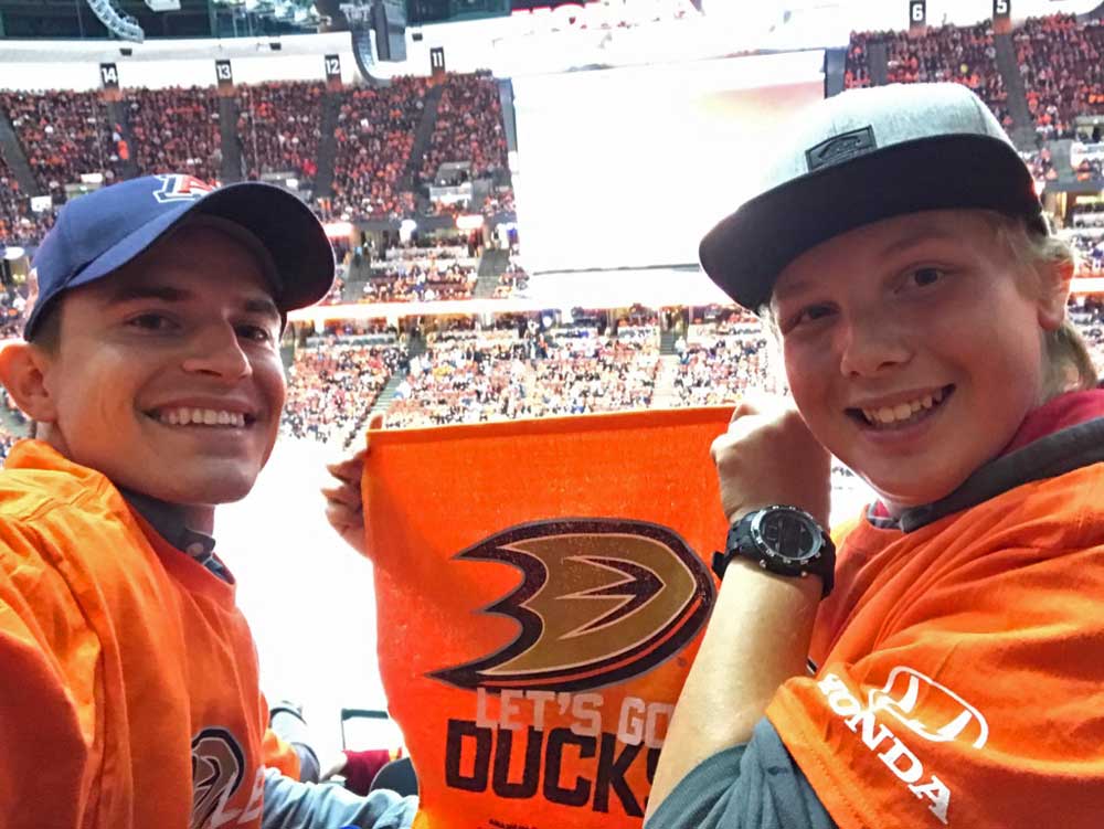 Big Brother Adam and his mentee Dominic attend an Anaheim Ducks game.